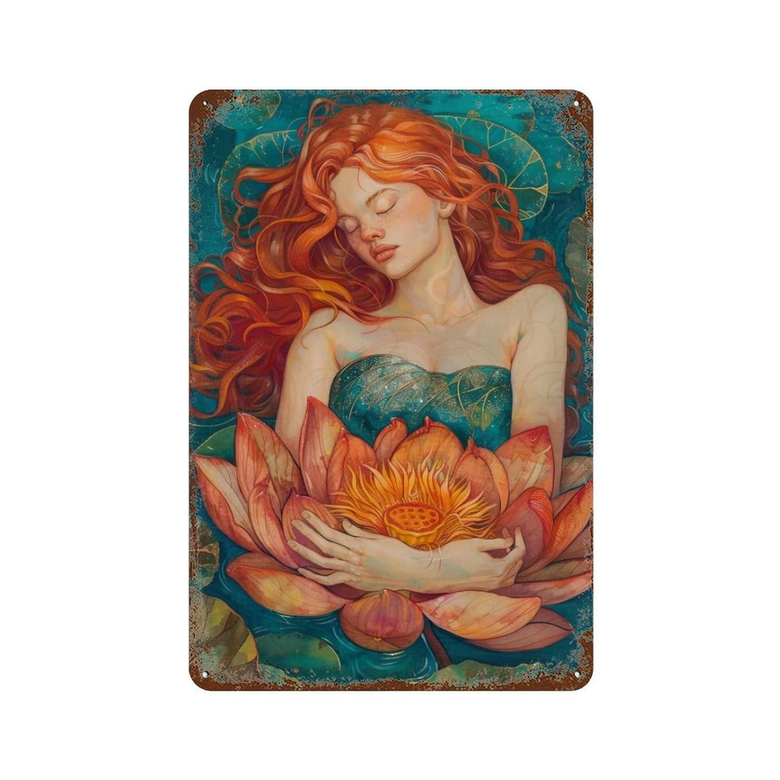 HDURYEYRYY Slumber in Lotus 03 Wall Retro Iron Vintage Art Metal Tin Sign Poster Modern Home Cofffee Club Art Bar Shop Decor 30x20cm
