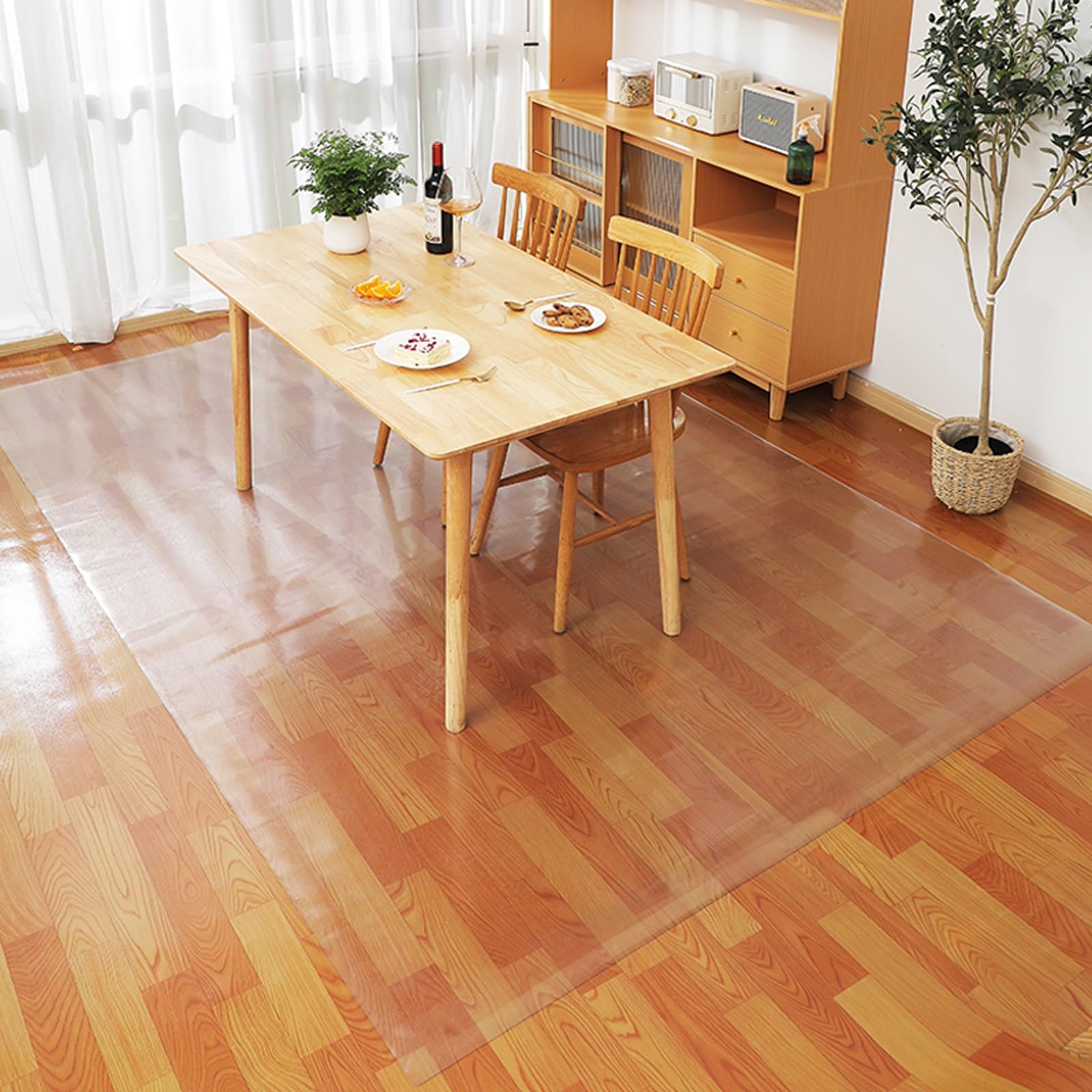 Impermeabile PVC Tappetini Multiuso Trasparente Tappetino Protettivo AntiGraffio Sedia Tappetino per Pavimenti Duri Ufficio Ristorante Soggiorno Laminato Spessore 1mm(110x220cm)