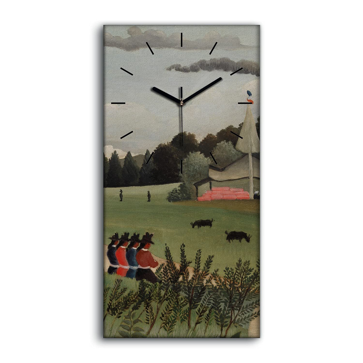 Horloge sur toile art moderne salon et chambre arbres de campagne