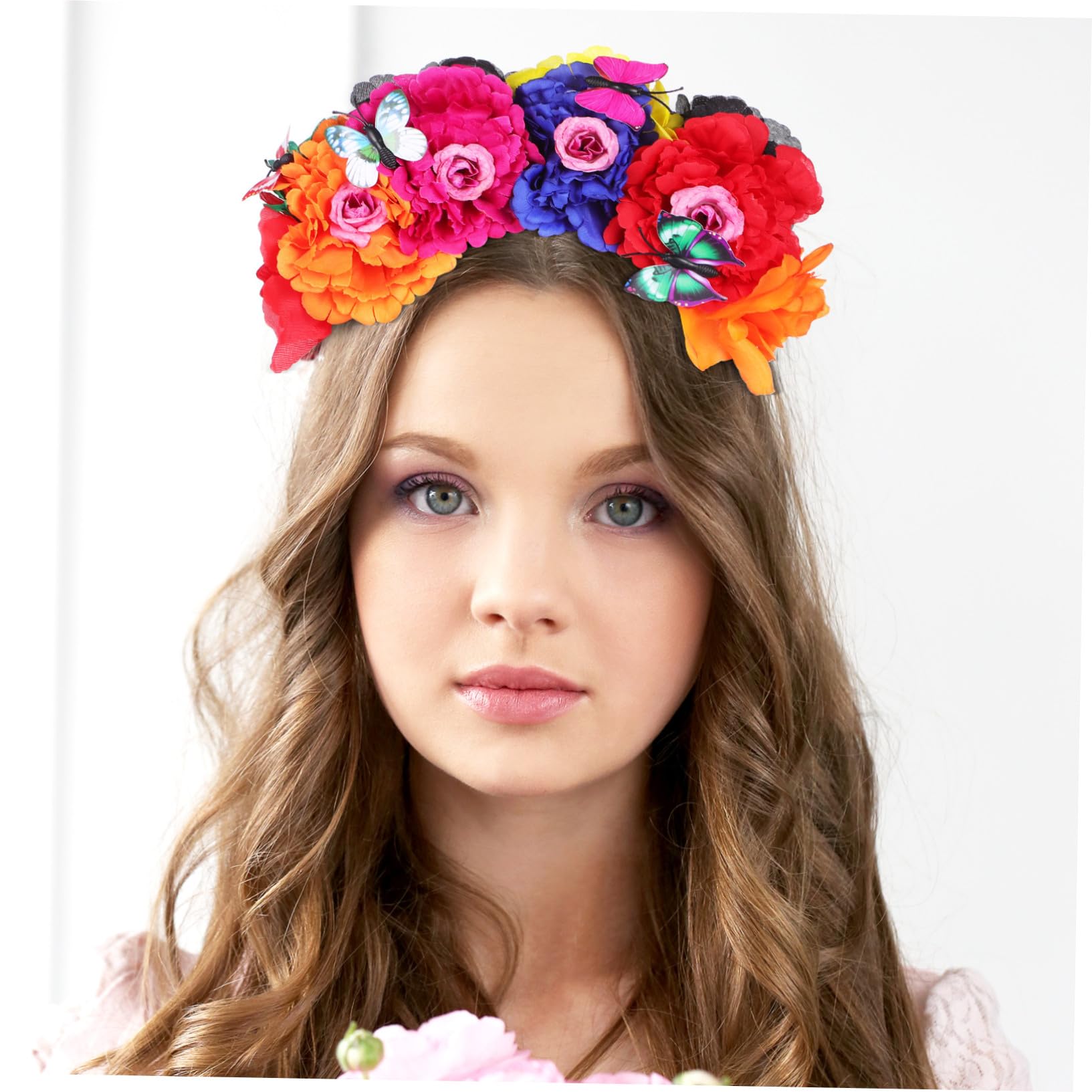 Veemoon Cerchietto Corona di Fiori per Donna, in Plastico, Facile da Indossare, Raffinato per Matrimoni e Feste