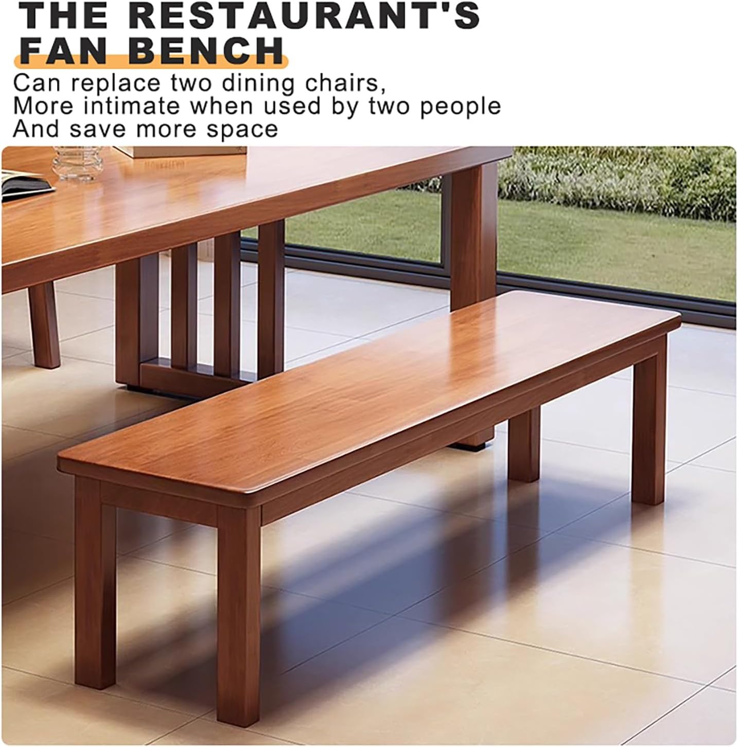Indoor Kitchen Table Bench,2-Seater Wooden Bench,Solid Wood Entryway Bench,for Living Room Hallway Bedroom.(Walnut,47.2x11.8x17.7in)