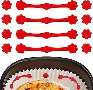 12pcs Air Fryer Magnets for Parchment Paper, High-Temp Resistant Air Fryer Magnet Silicone Buckle for Locking Liners Safely Secure Basket (Red)