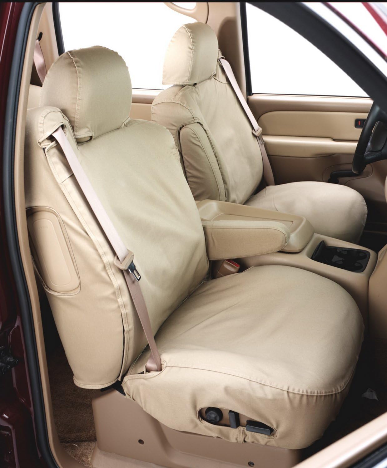 Covercraft SS2360PCSA Custom-Fit Front Bucket SeatSaver Seat Covers - Polycotton Fabric, Sand