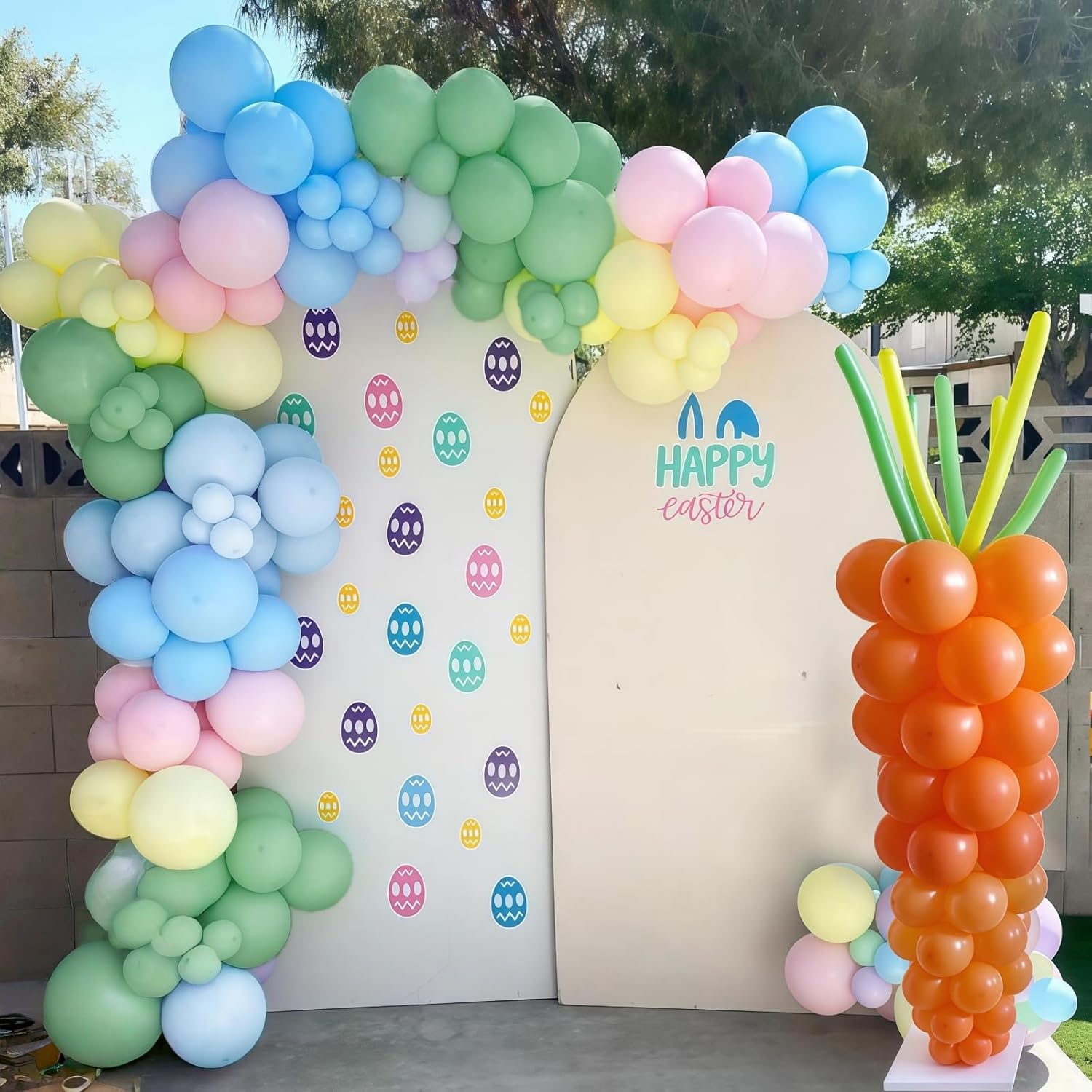 Pastel Rainbow Balloons Arch Kit, Easter Balloon Garland for Birthday Party Decorations, Pastel Pale Pink Light Blue Sage Dusty Green Orange Yellow Colorful Balloon for Spring Party Baby Shower Decor