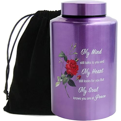 Up to 200 lbs Large Urns for Adult Human Cremation Urn Ashes Decorative Urn for Human Ashes with Rose Urn with Velvet Bag