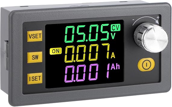 DROK Adjustable Voltage Regulator, 6v-36v to 0-36v 60W 5A Buck Boost Converter Wide Angle Color Screen LCD Display for Golf Cart, Solar Panel
