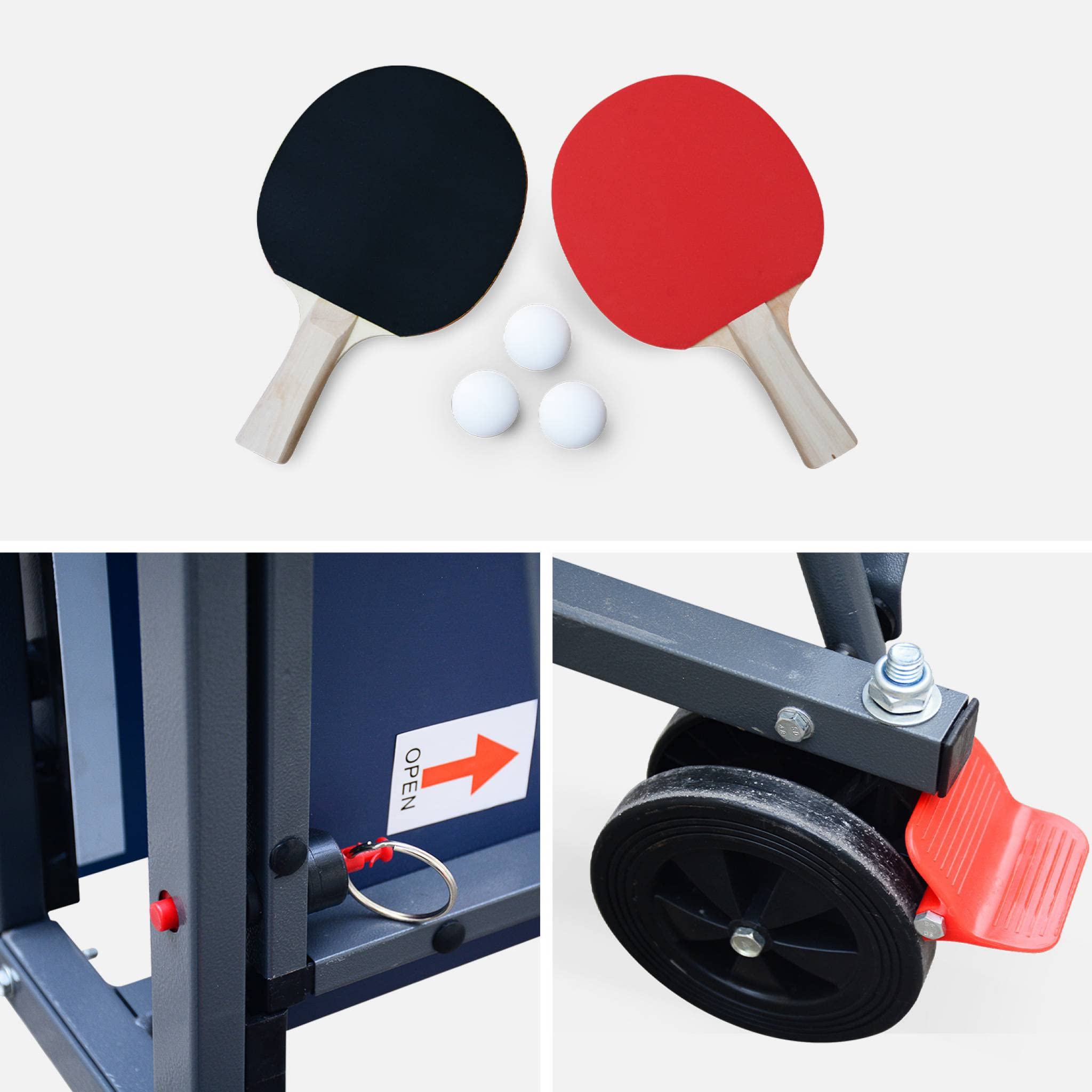Alice's Garden - Table de ping Pong Indoor Bleue - Table Pliable avec 2 Raquettes et 3 balles. pour Utilisation intérieure. Sport Tennis de Table