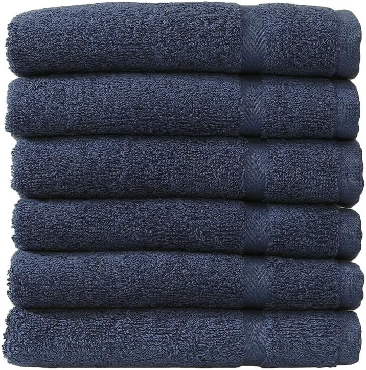 Linum Home Textiles 100% Turkish Cotton Denzi Washcloths, Set of 6, Dark Blue