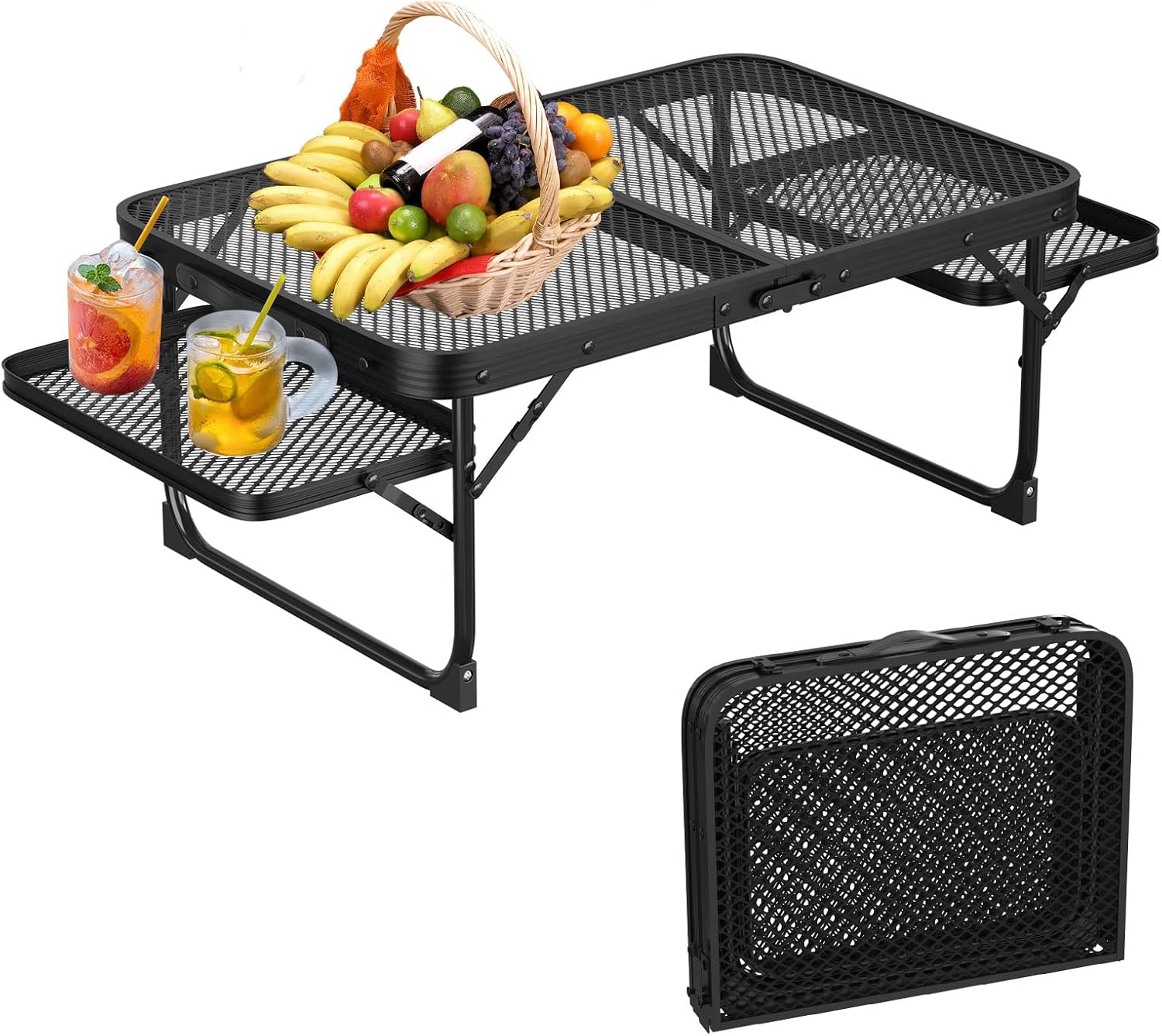 KOCASO Grill Table, Folding Camping Table with 2 Wing