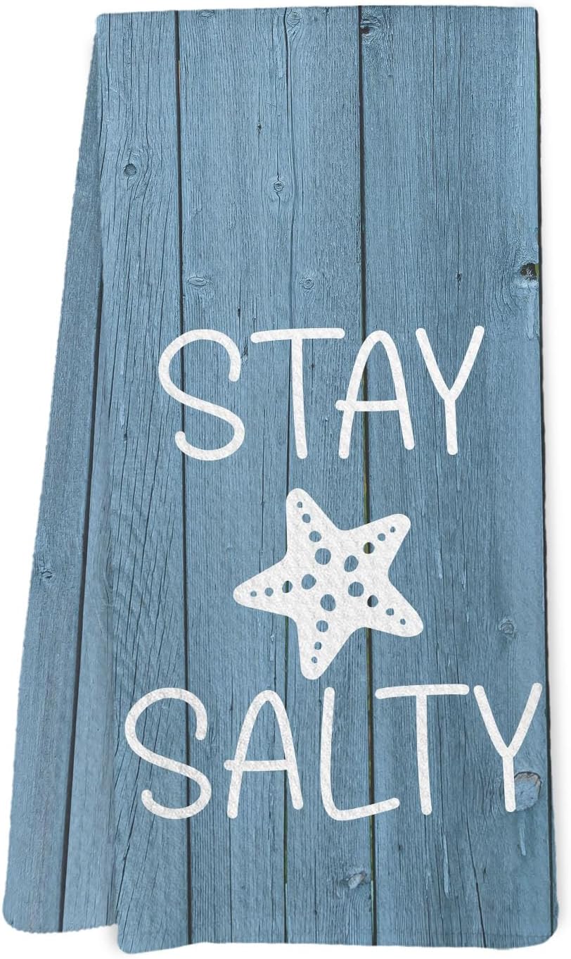 Yorhifa Nautical Kitchen Towels, Blue Stay Salty Starfish