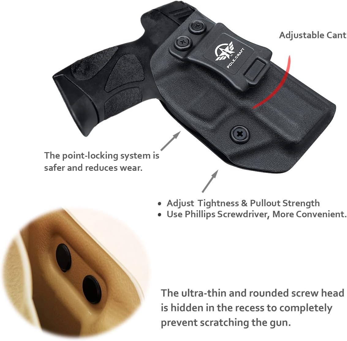 Taurus G2C Holster IWB Kydex for Taurus G2C 9mm & Millennium PT111 G2 / PT140 Pistol - Inside Waistband - Adj. Cant Retention - Cover Mag-Buttom - Widened Entrance - No Wear, No Jitter