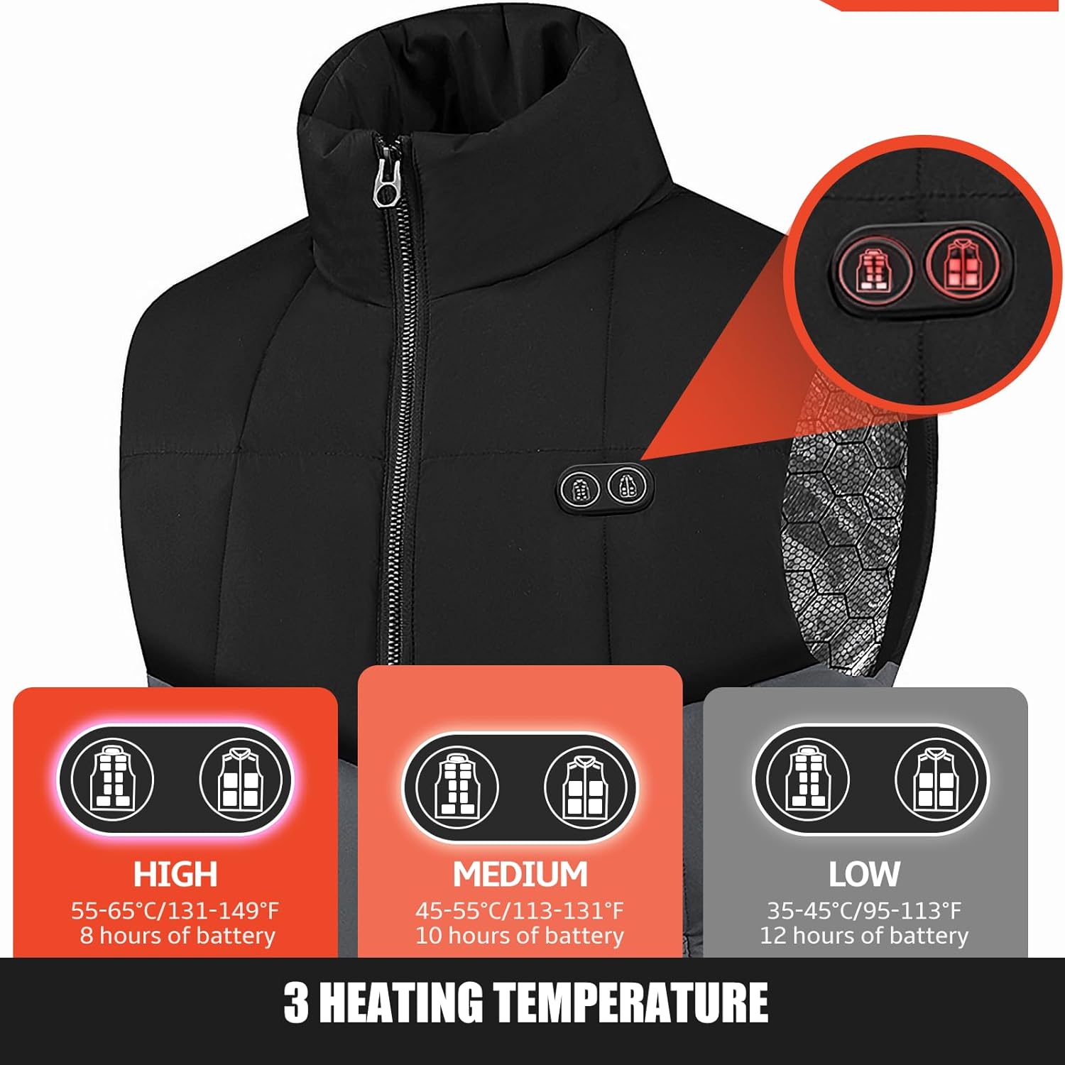 Heated Vest for Men Women, Lightweight Heated Jacket Electric Heated Vest with Battery Pack Included 16000mAh - Image 4