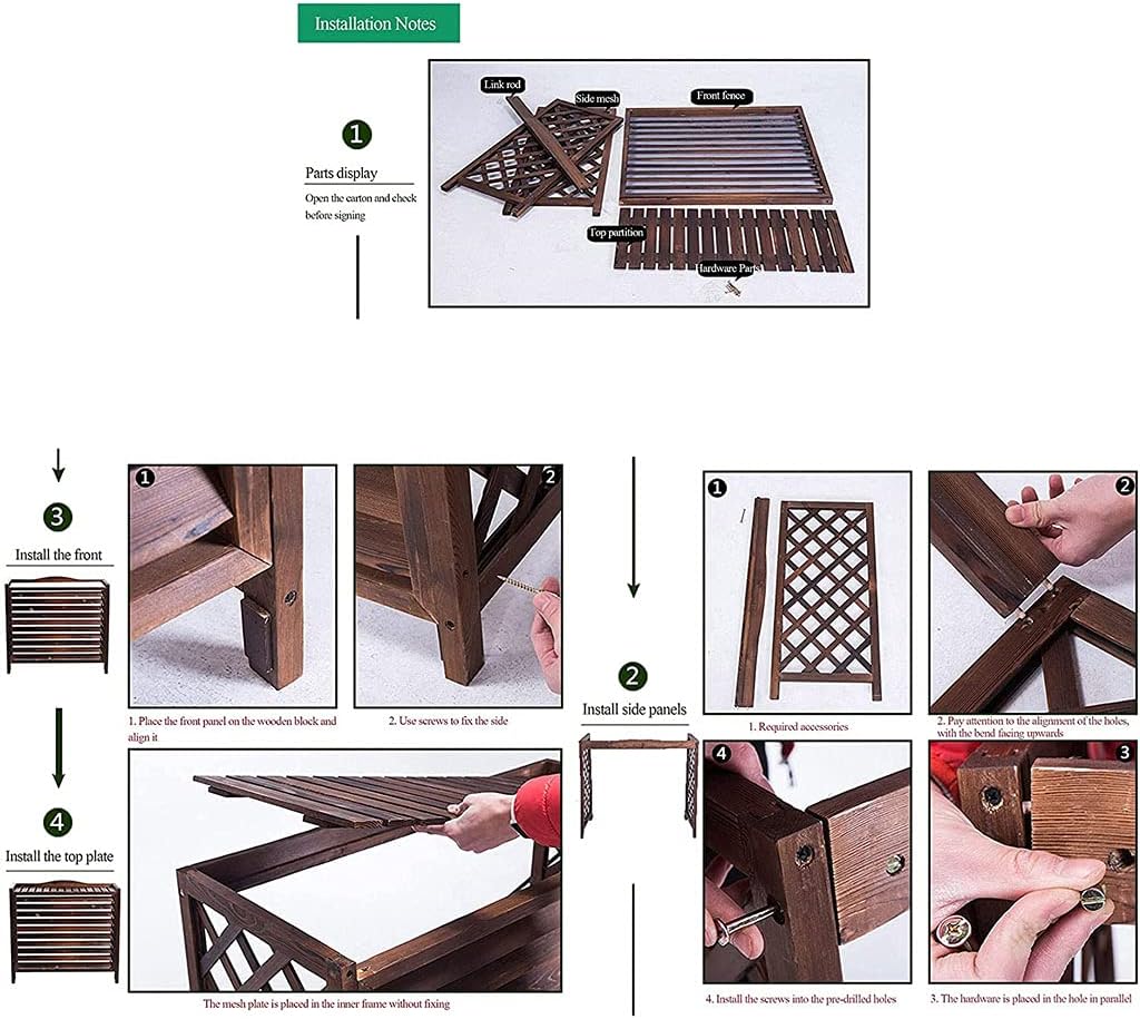 Air Conditioner Cover,Wooden air Conditioner Cover Outdoor air Conditioning Rack Frame Radiator Cover,with Blinds Grid Design, easy to Care, Windproof and Rustproof, easy to Install,for Outdoor U