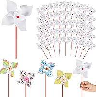 Simgoing 200 Pack DIY Blank Paper Pinwheels for Kids Bulk - Craft Kits for Parties, School, Summer Activities (5.12 Inch)