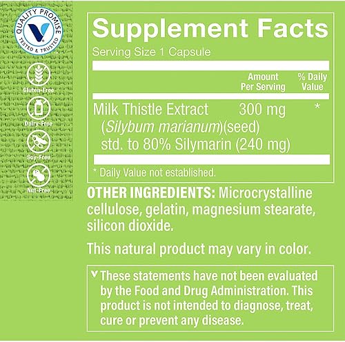 Miniatura 6 de Extracto de cardo de leche de The Vitamin Shoppe 300 mg cápsulas, extracto de silimarina para un apoyo saludable del hígado  semillafruta complejo