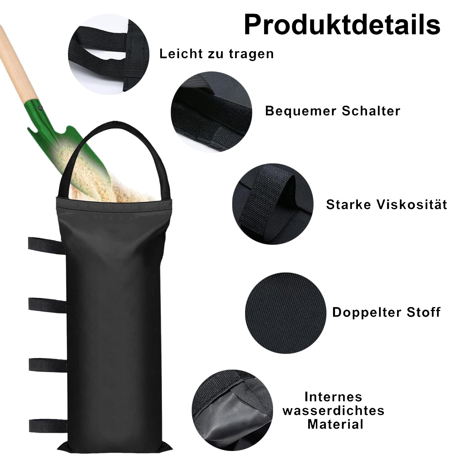 TUZHE Gewichten voor paviljoen, 4 stuks, paviljoen, gewichten, zandzakken om te vullen, verzwaarde zandzak, verzwaring, van 800D Oxford