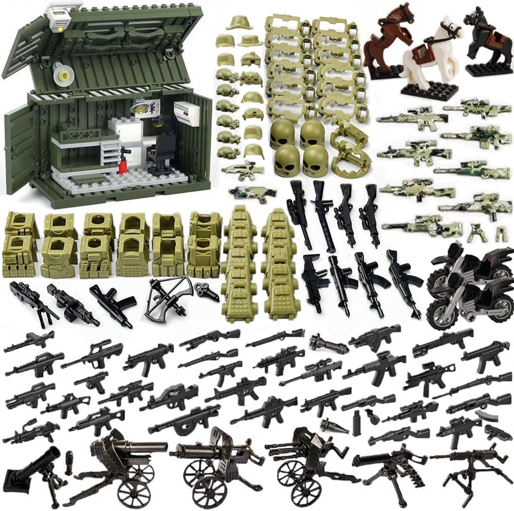 Building Blocks Military Weapon Pack Accessories, Army Equipment Gear Building Toys,Military Weapon Accessories Building Set for Kids Building Toy Set for Boys