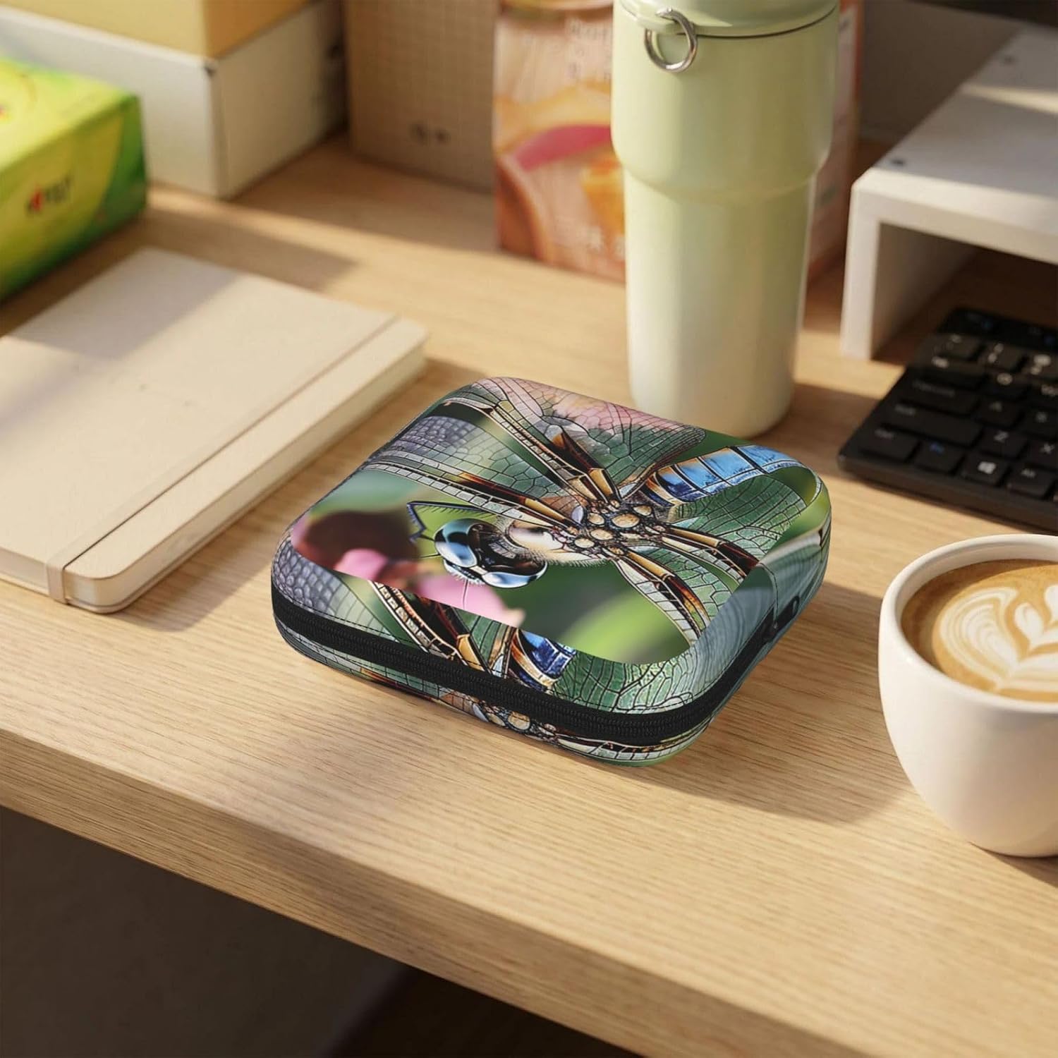 Women Period Bag Pouch For Girls Sanitary Napkin Storage Bag Portable Dragonfly Insects Flowers Period Pad Pouch Small Make Up Bags Tampon Holder For Purse Travel Daily Use image 5