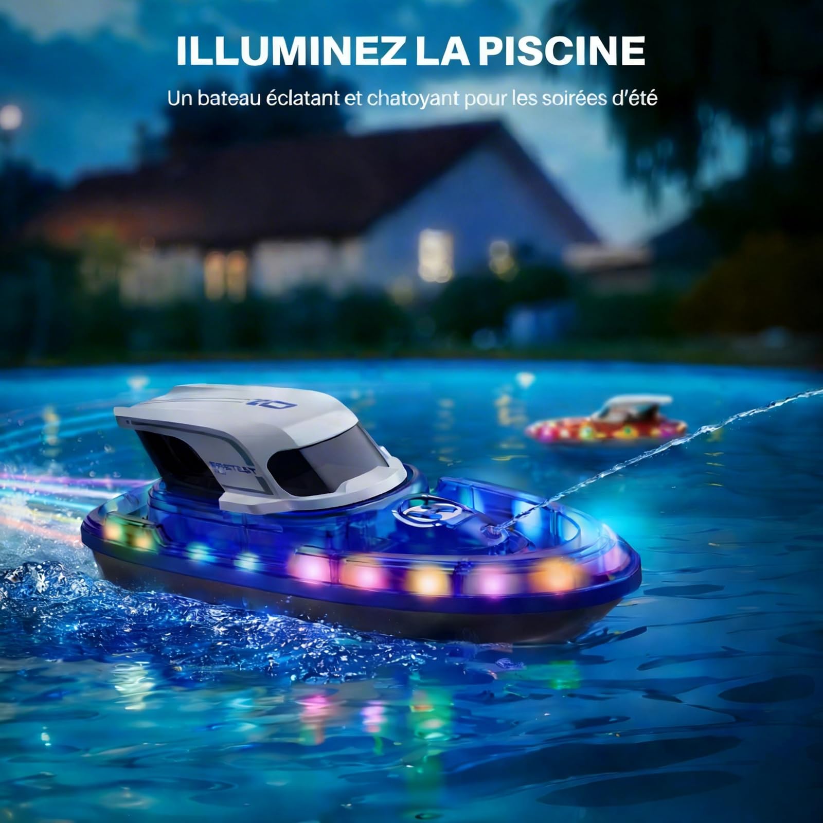 Syma Bateau Télécommandé 2 Pack pour Enfants 8-12 Ans, Bateaux RC de Course avec LED et Jet d'eau, 40 Minutes de Jeu au Total (20 Min par Bateau), Jouet de Piscine et Lac, Cadeau Garçons Filles