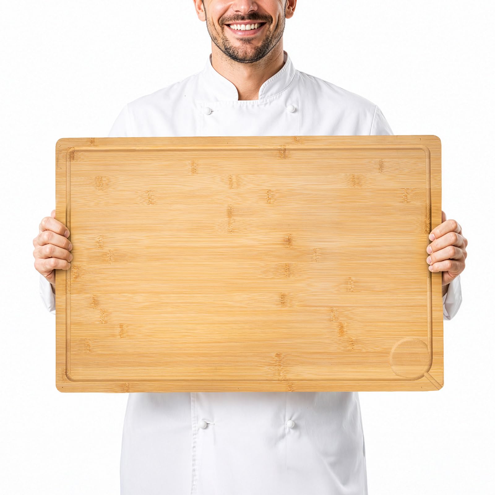 Extra Large Bamboo Chopping Board 60 x 40 x 3.5 cm – Reversible Wooden Butcher Block with Juice Groove Durable Kitchen Cutting Board for Meat, Turkey, Vegetables, BBQ & Food Preparation