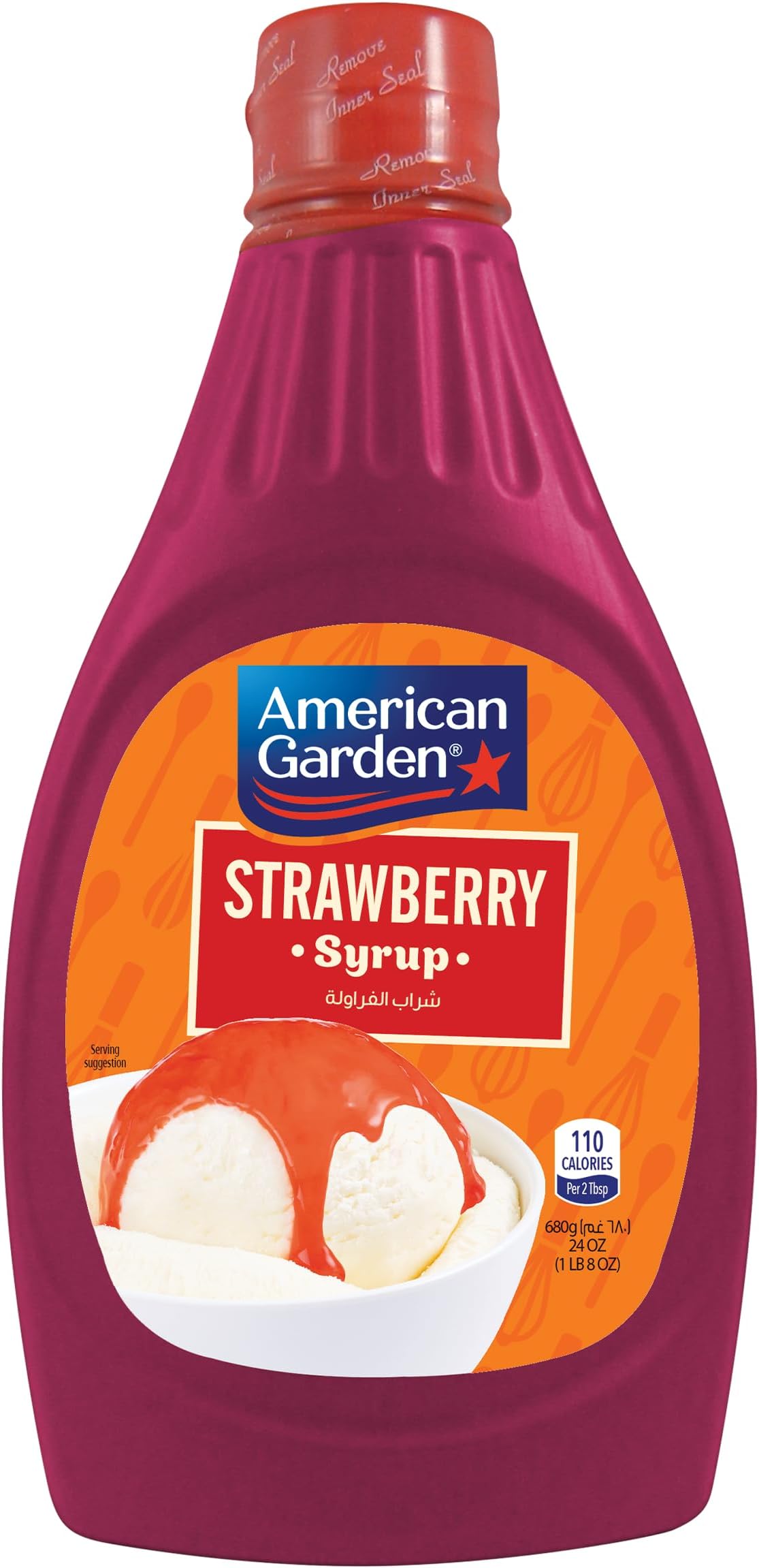 American Garden Strawberry Syrup, Gluten Free, Vegetarian, 680g