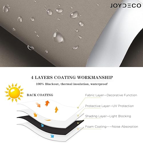 Miniatura 4 de Joydeco Persianas y persianas opacas sin cordones de tela café de 60 pulgadas de ancho, para ventanas de interiores y exteriores, bloqueo de luz,