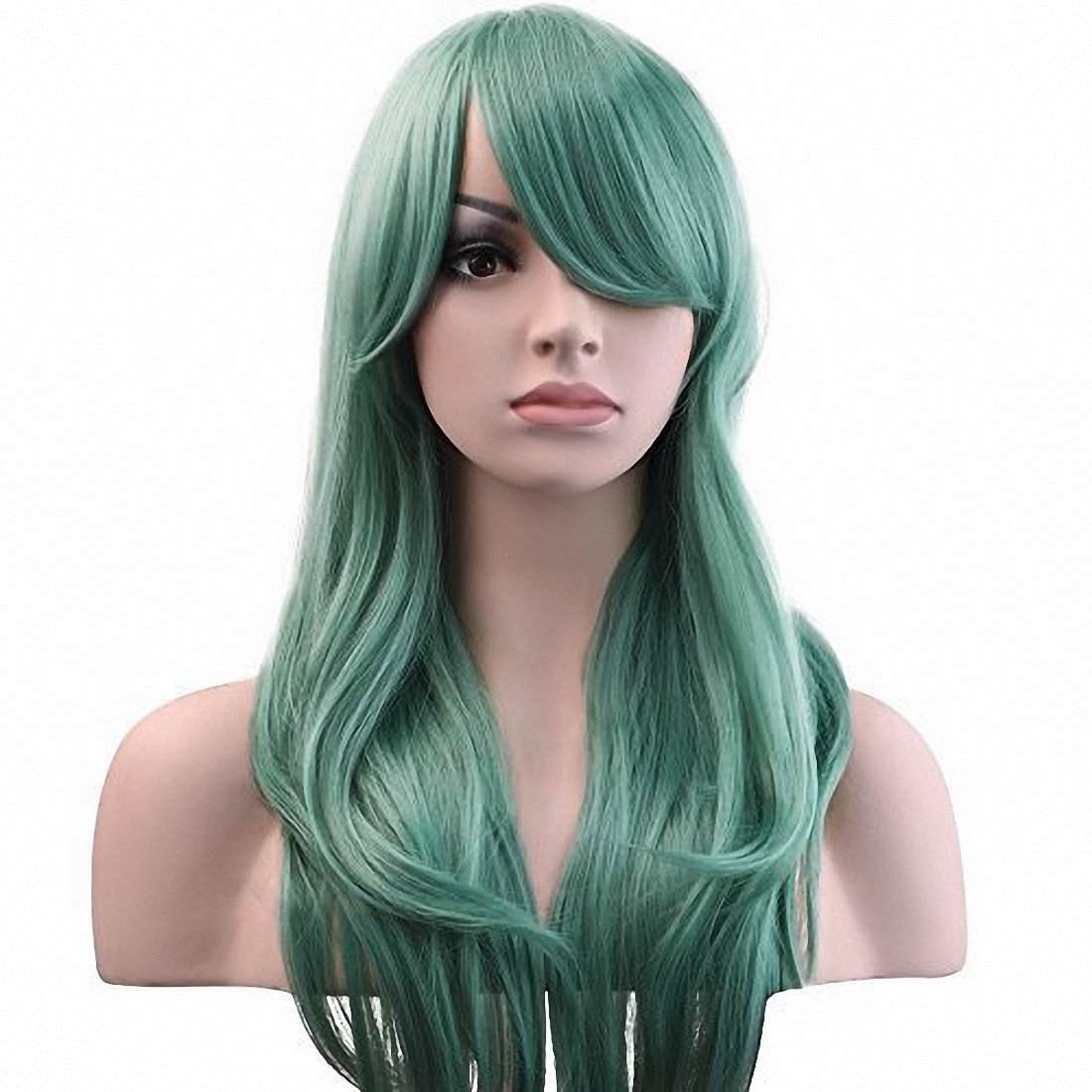 CosMe 28'' 70cm Green Wig Long Heat Resistant Big Wavy Hair Women Cosplay Wig