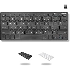 Macally Small Wireless Keyboard - 2.4G Ergonomic & Comfortable Mini Compact USB Keyboard Wireless for Laptop or Windows Computer PC, Tablet, TV