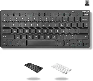 Macally Mini Compact Keyboard - Wireless Keyboards for Desktop PC, Surface, Chromebook, Notebook, Laptop Keyboard, Slim Key Board with 2.4G Wireless USB - Small Keyboard for Travel (Black)