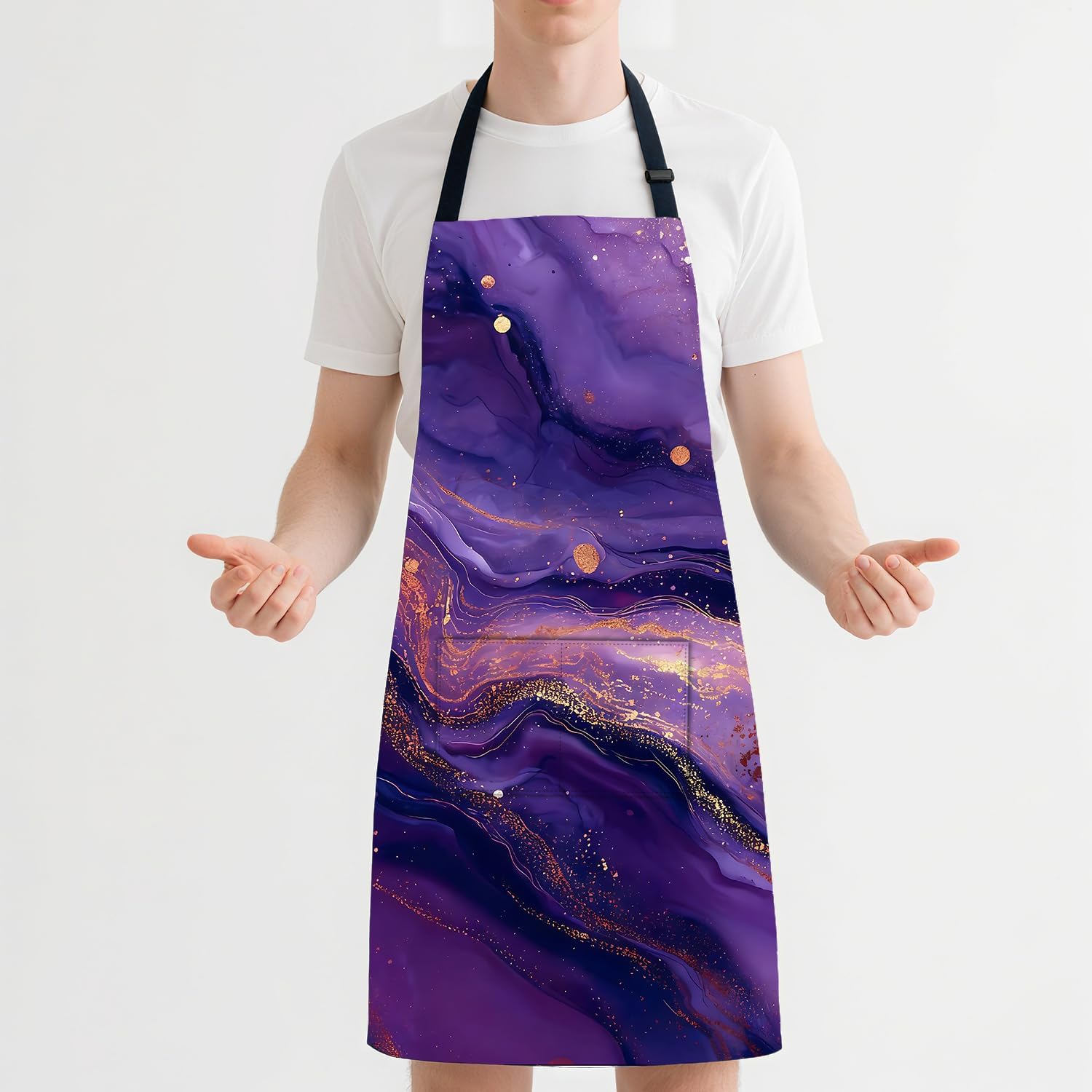 ANNA QUEEN Funny Cat Apron for Women Men with Pockets Spring Sunflower Apron Adjustable Kitchen Chef Cooking Apron