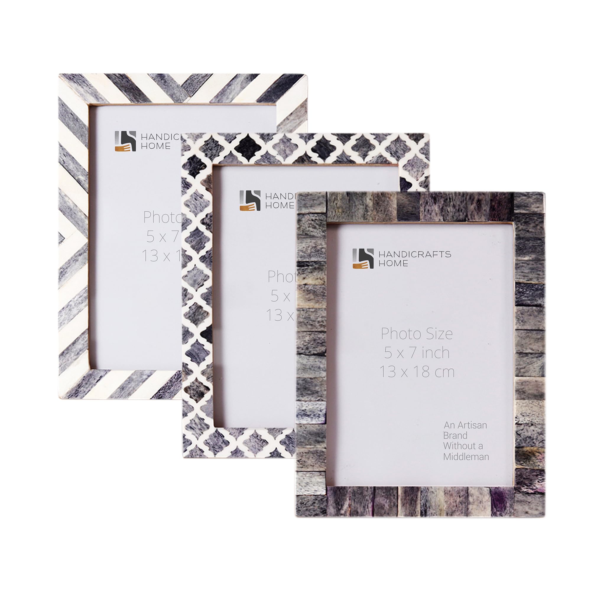 Handicrafts Home 2 Pack 5x7 Picture Frame, Picture Frame for Wall and Tabletop Display, Handmade Photo Picture Frame with Clear Plexiglass for Vertical or Horizontal Display, Winter Collection