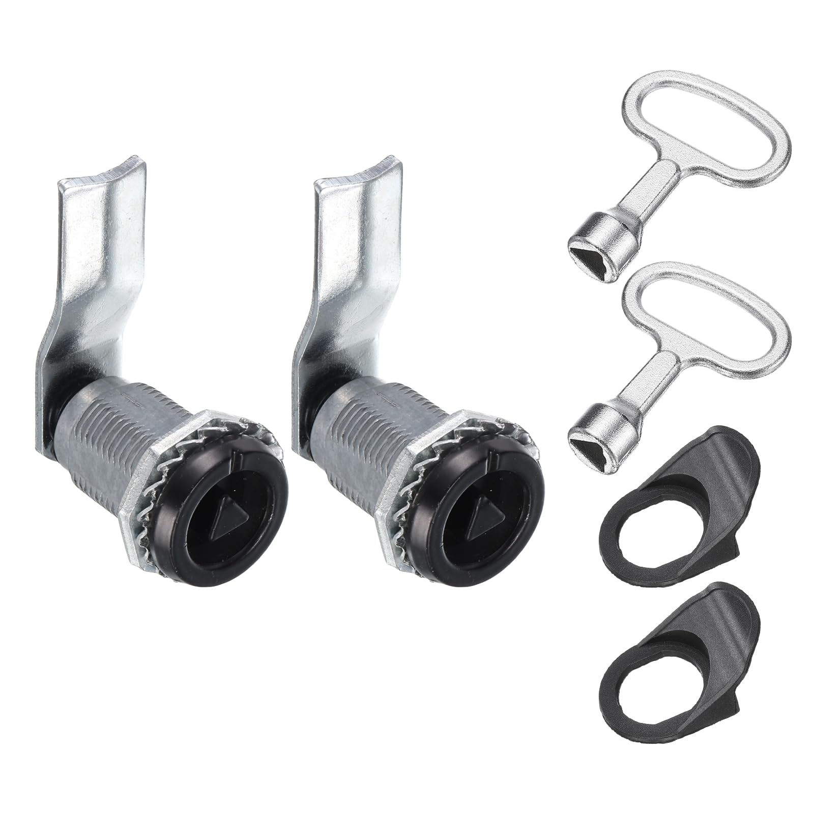 sourcing map Tubular Cam Lock, 7/8 Inch Cylinder Length Zinc Alloy Cabinet Lock with Key for Electric Box Mailbox (Black, Pack of 2)