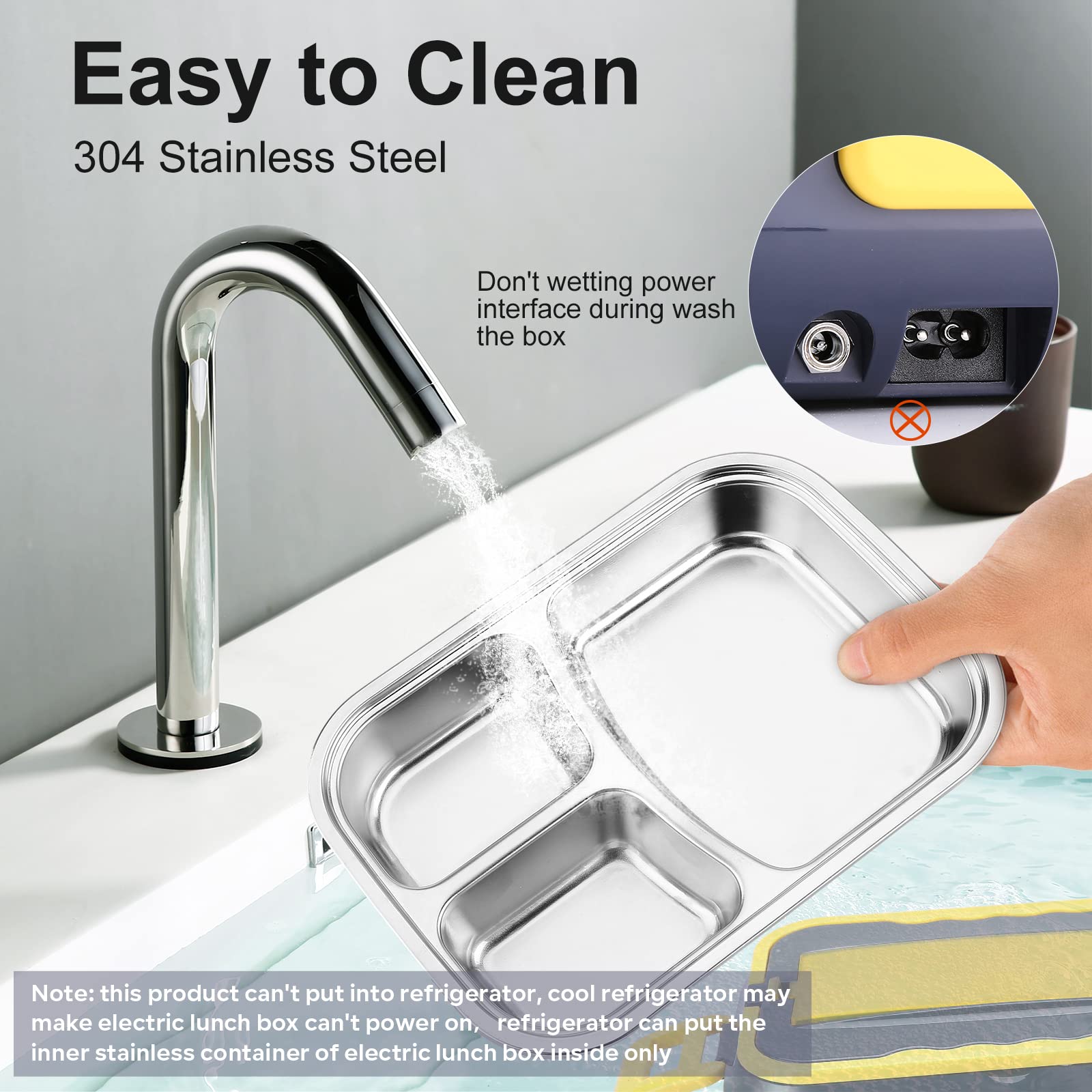 Electric Lunch Box, 3 in 1 for 12V 24V 110V Portable Heating Lunch box Leak-proof Food Heater warmer for Office Car School with 304 Stainless Steel Container 1.5L, Fork & Spoon and Carry Bag