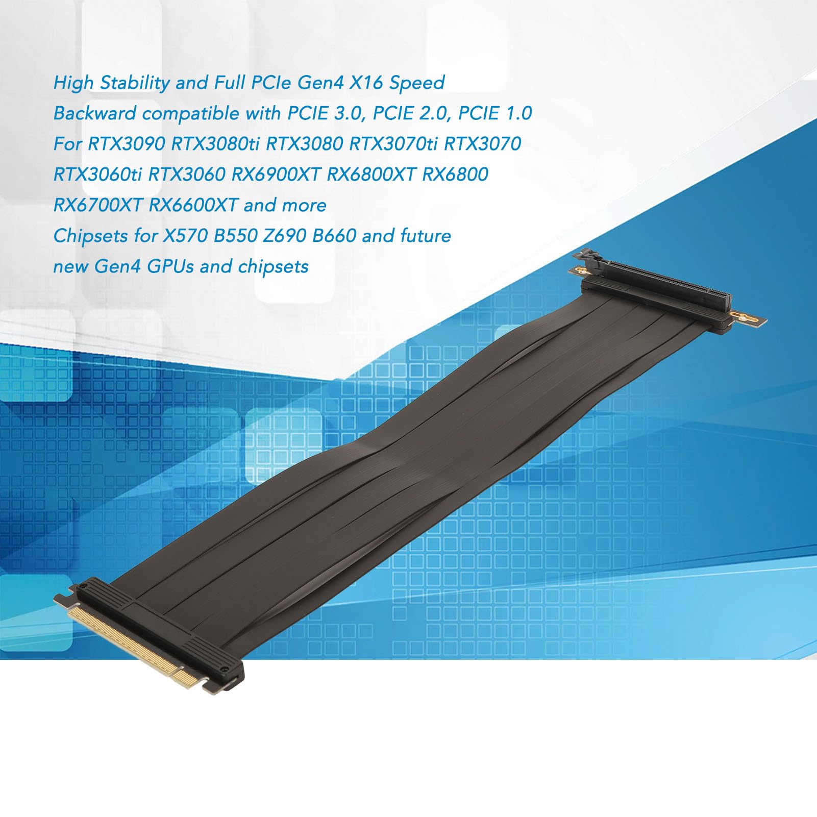 Topiky Cavo Riser Extender PCIE 4.0 X16, Cavo Prolunga Scheda Grafica PCIE 4.0 X16 Ad Alta velocità 128Gbps, Adattatore 90 Gradi, Plug And Play (30 cm