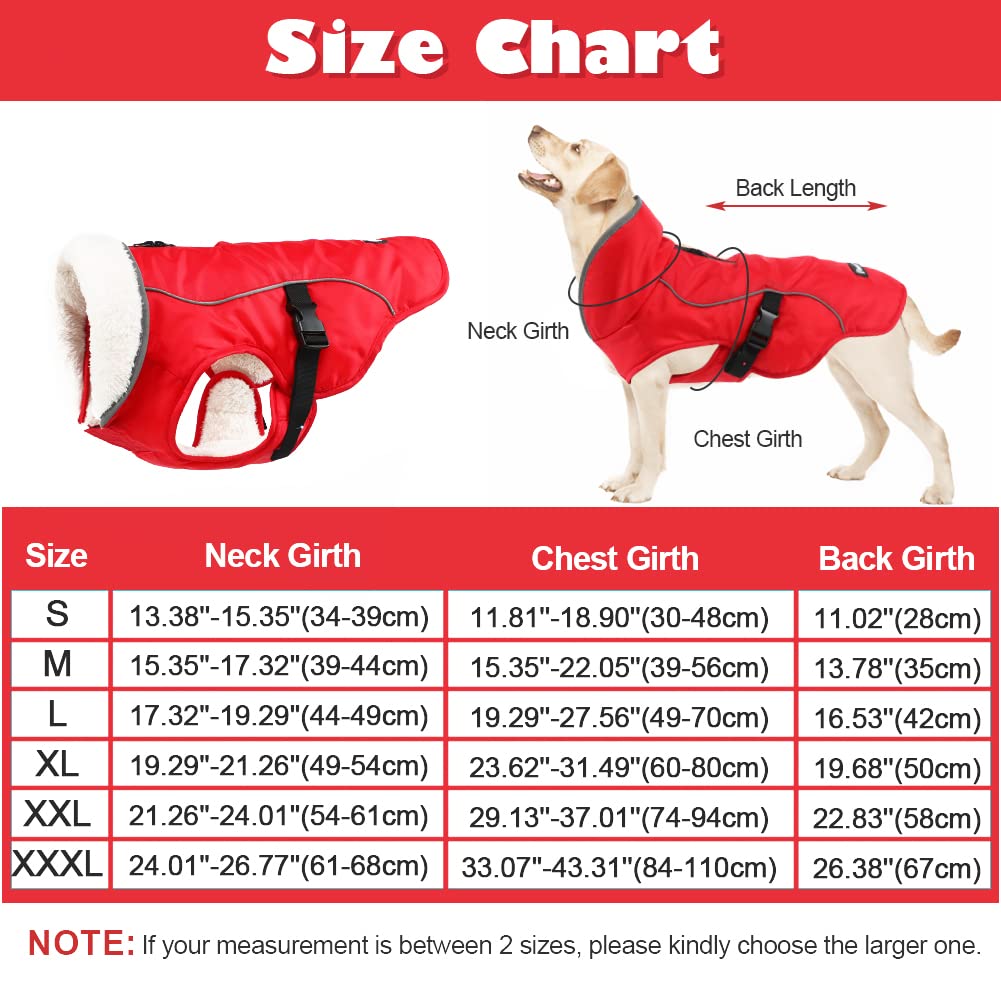 EMUST Giacca invernale per cani invernali, accogliente giacca antivento per cani per il freddo, gilet per cani di colore solido per l'inverno per cani di taglia media, rosso M