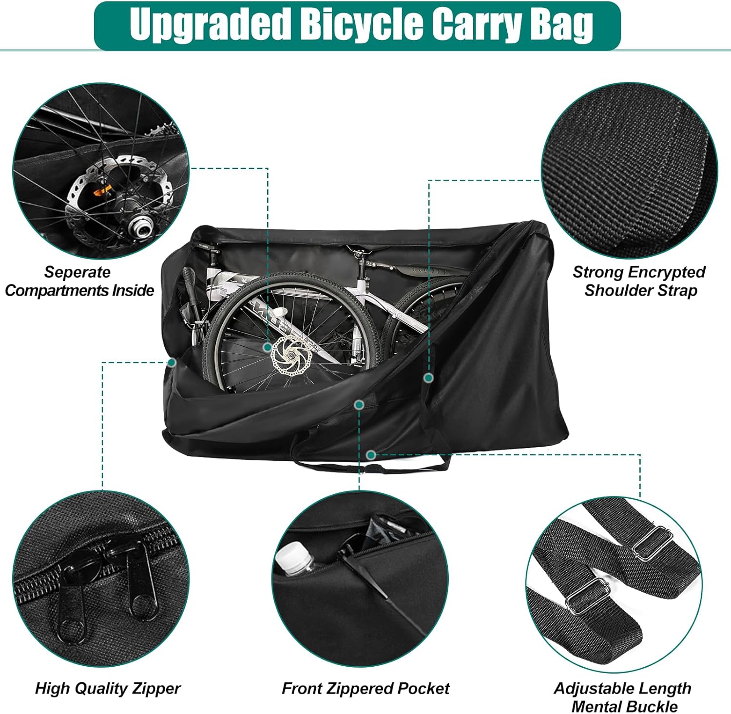 Bike Travel Bag Airplane,Heavy Duty 840D MTB Bicycle Box Case with Strong Webbing for Air Travel Flights Waterproof,Bicycle Outdoor Storage Box with Carry Bag