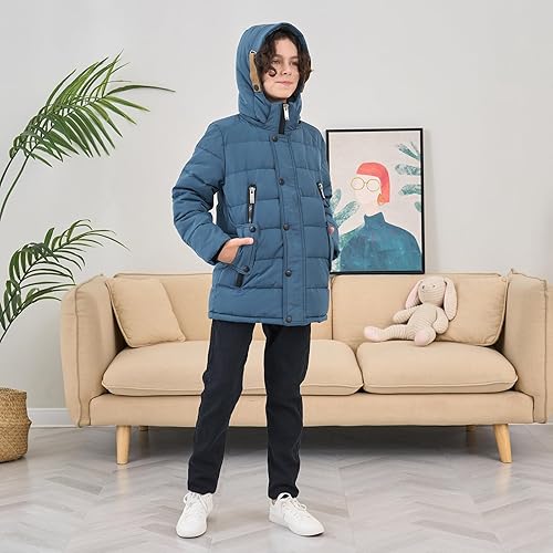 Miniatura 19 de Mallimoda - Abrigos de inverno con capucha y relleno de plumón para niño Estilo 1 negro,Estilo 1 Azul Profundo,anaranjado ( Style 1 Orange),Estilo 1