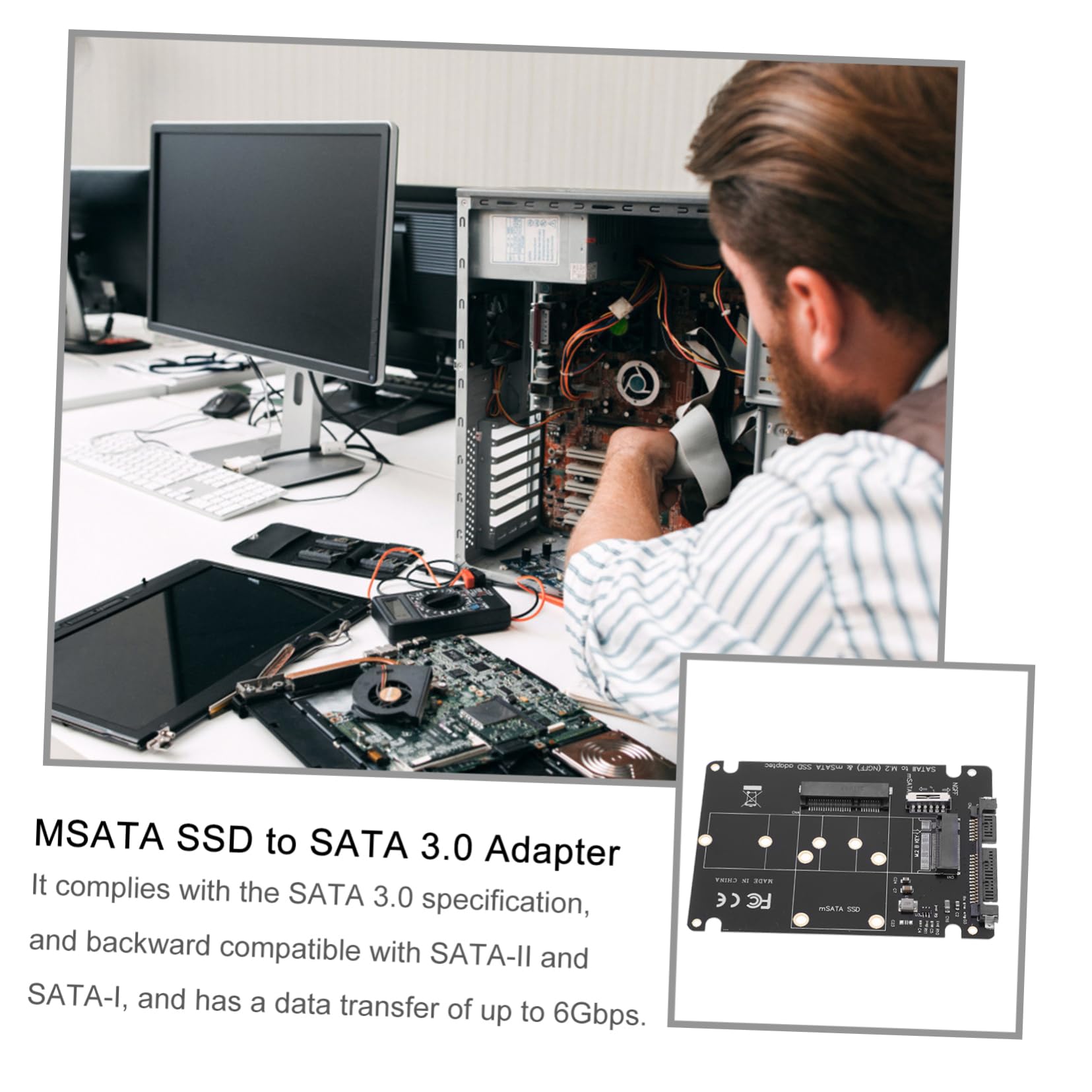 CONGARTENO Msata to B-Key Ssd Adapter Data Transfer No Driver Needed Compatible Notebook and Desktop Computers Extension Card for Easy Connection