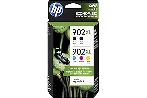 HP 902XL Ink Cartridges 5-Pack with Black, Cyan, Magenta, & Yellow for HP DeskJet Printers