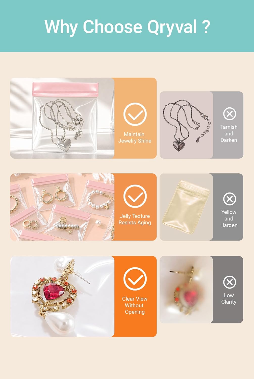 30 PCS Clear Transparent EVA Anti Tarnish Jewelry Storage Bags, Zip Ziplock Jewelry Pouches for Selling & Gift, Little Mini Travel Organizer for Ring Earing Chain Bracelet (L) image 3