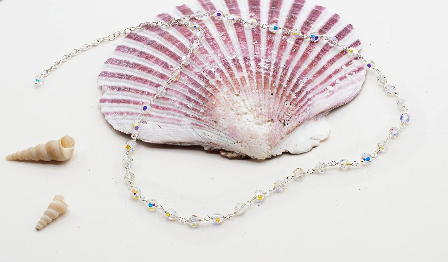 LTC Designs Austrian Crystal Aurora Borealis 4mm Choker Necklace, 14"+ 3" Sterling Extender for Men or Women, Perfect for Weddings, Christmas Gifts and other Special Occasions