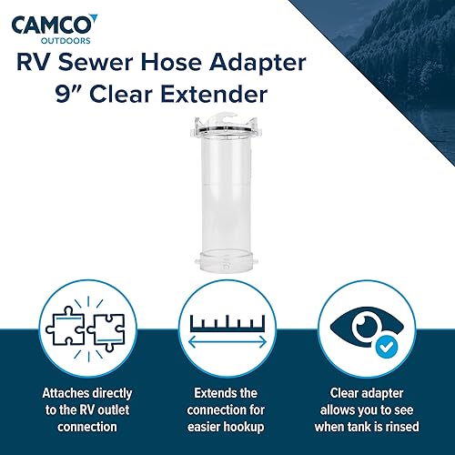 Miniatura 29 de Adaptador de manguera para alcantarillado de Camco, transparente.