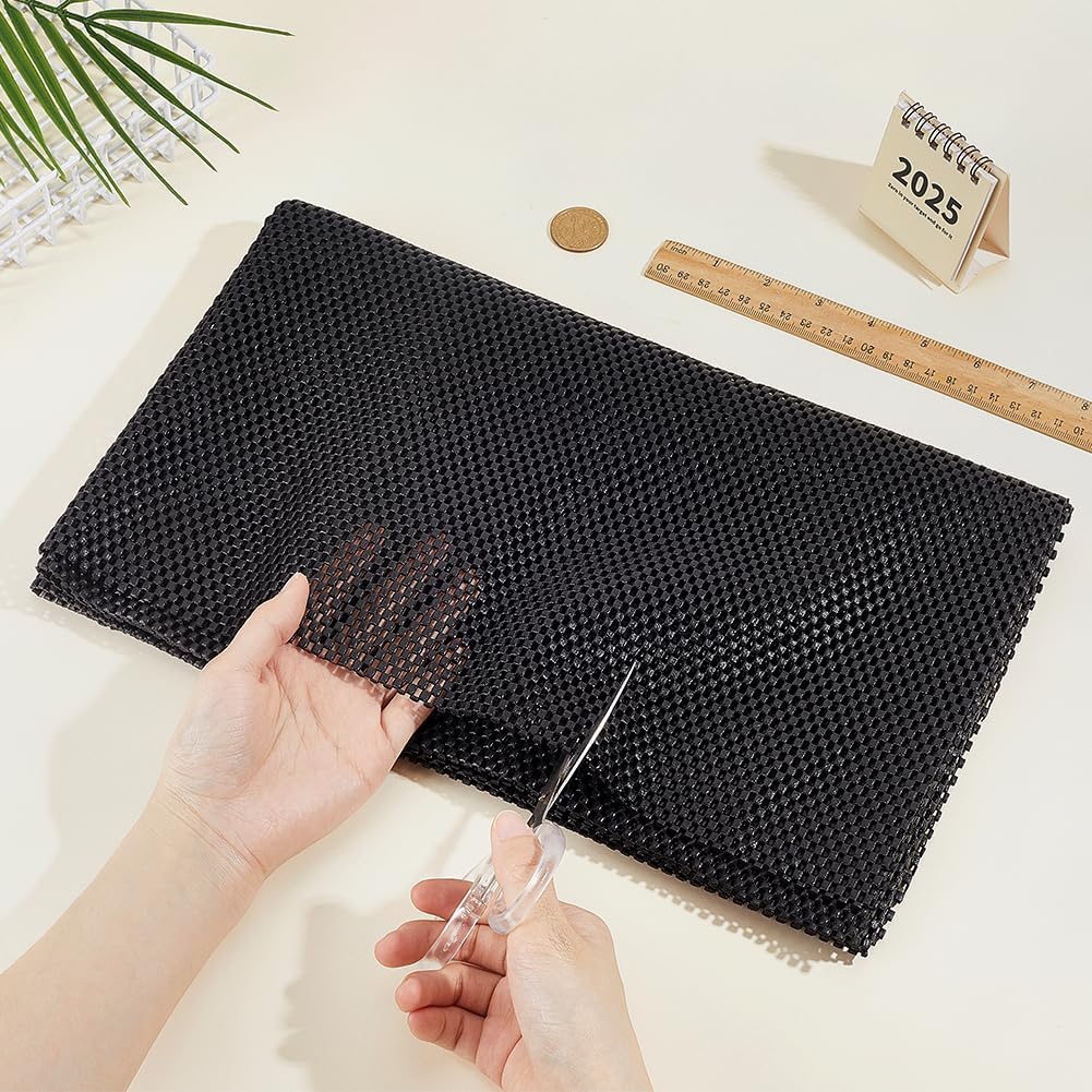 OLYCRAFT Non-Slip Mat Area Rug Pad 18x59 Inch Gray Shelf Liner Drawer Liner PVC Shelf Drawer Liners Anti Slip Gripper Roll Rubber Matting Grid PVC Non-Adhesive Grip Liners for Home Office Kitchen