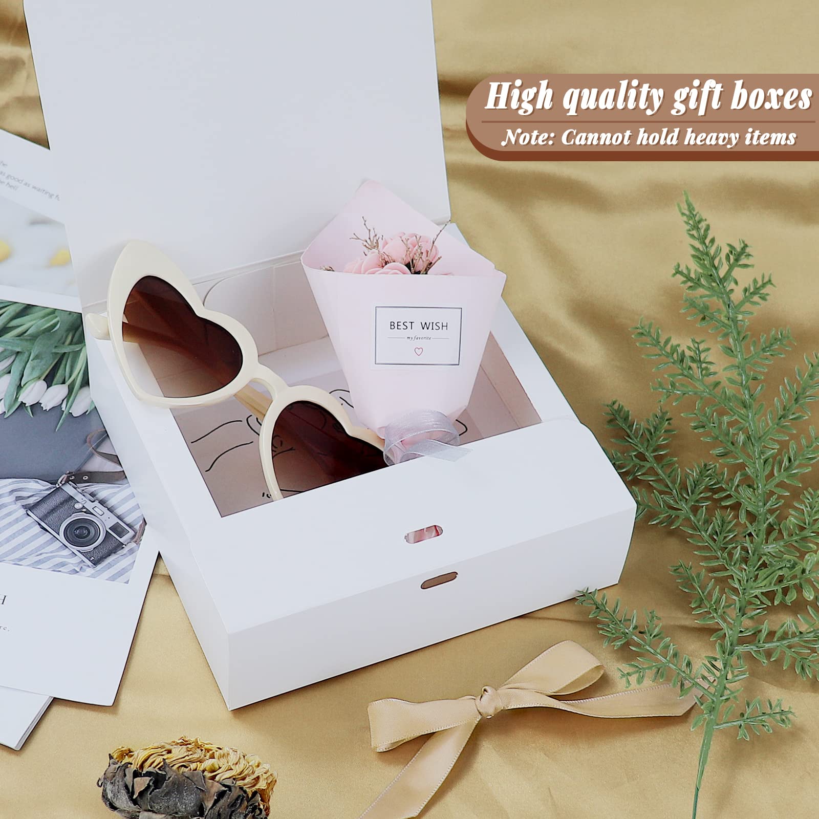 12 Square Shaped Presentation Gift Box With Bow Ribbon , Easy Assembly - View #4