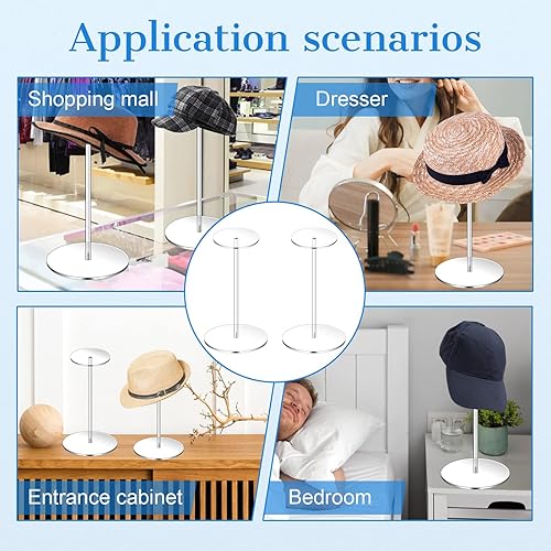 Miniatura 2 de Paquete de 2 soportes de acrílico transparente de 12 pulgadas para exhibición, soporte para sombreros con base redonda