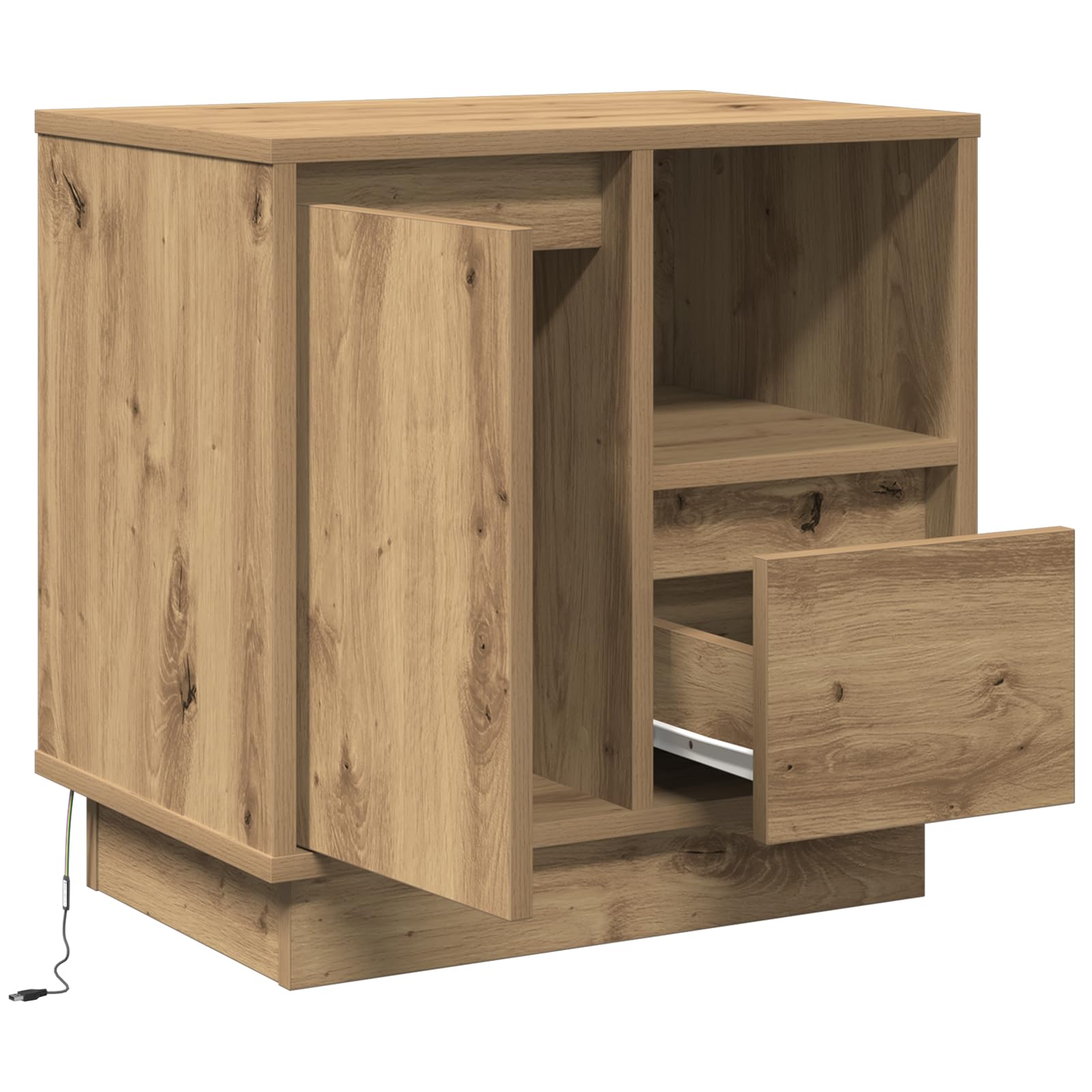 Artisan Eichenholz Nachttisch Set mit Stauraum für Schlafzimmer – Handgefertigte Eichenoberfläche, Stabiles Design, Einfacher Aufbau, Vielseitige Aufbewahrung für Bücher