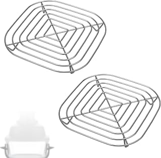 2pcs Crisper Rack for Ninja Crispi Air Fryer, 304 Stainless Steel Spare Parts & Accessories Dishwasher Safe Air Fryer Rack for Ninja FN101/FN100/FN090/FN091/FN103 (Silver)
