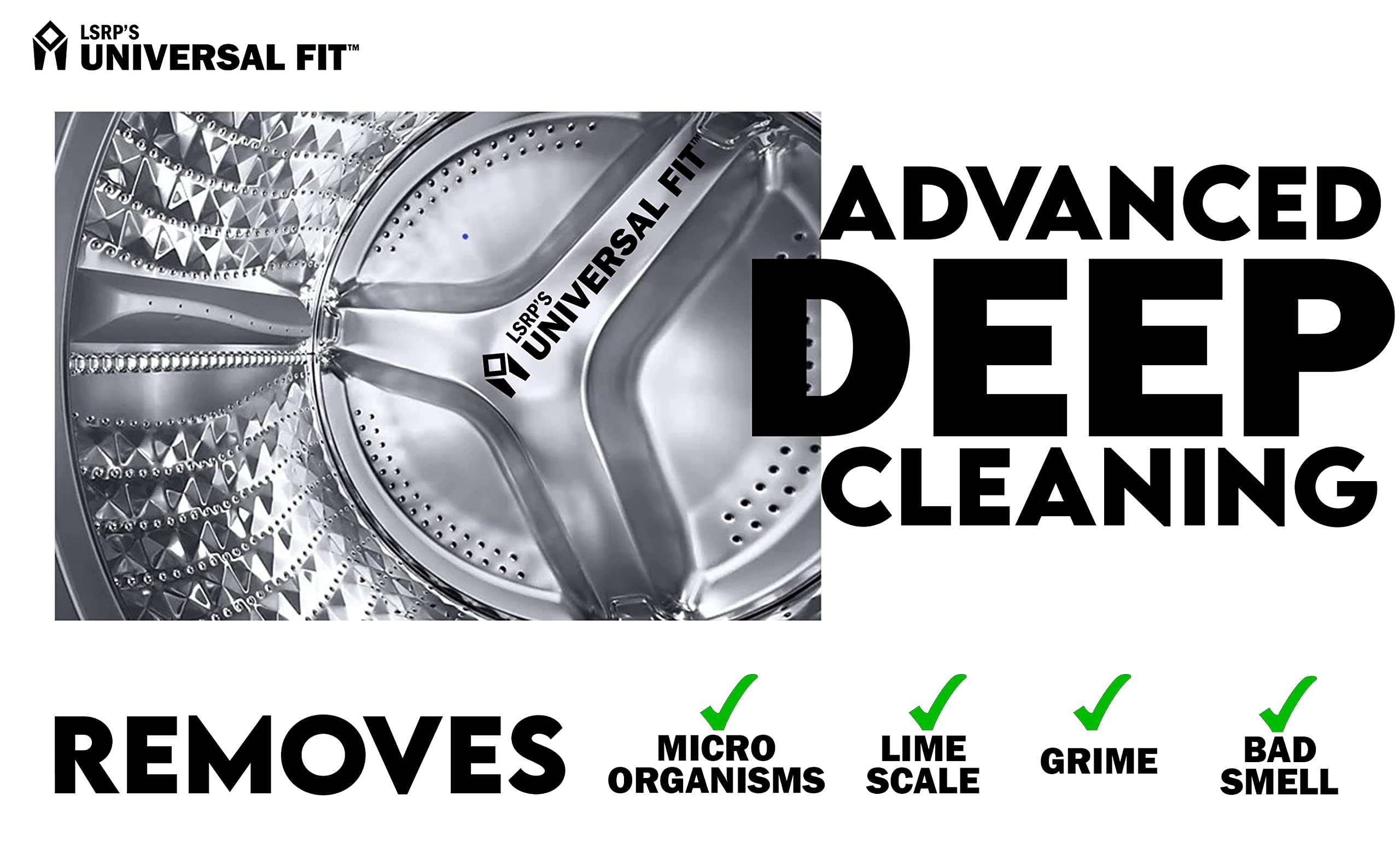 LSRP'S Universal Fit Advanced Deep Cleaning Powder Descaler For Washing Machine Top Load/Front Load Drum Cleaner/Dishwasher Descale Clean Replacement For Tub Cleaner For Washing Machine - 450gm 2