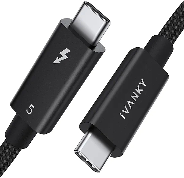IVANKY | Intel Certified | Thunderbolt 5 Cable 3.3ft, up to 120Gbps and 240W, Premium Braided Thunderbolt Cable 80Gbps, Compatible with Thunderbolt 4/3, USB4, MacBook M4 Pro, iPhone 17/16/15-3.3FT