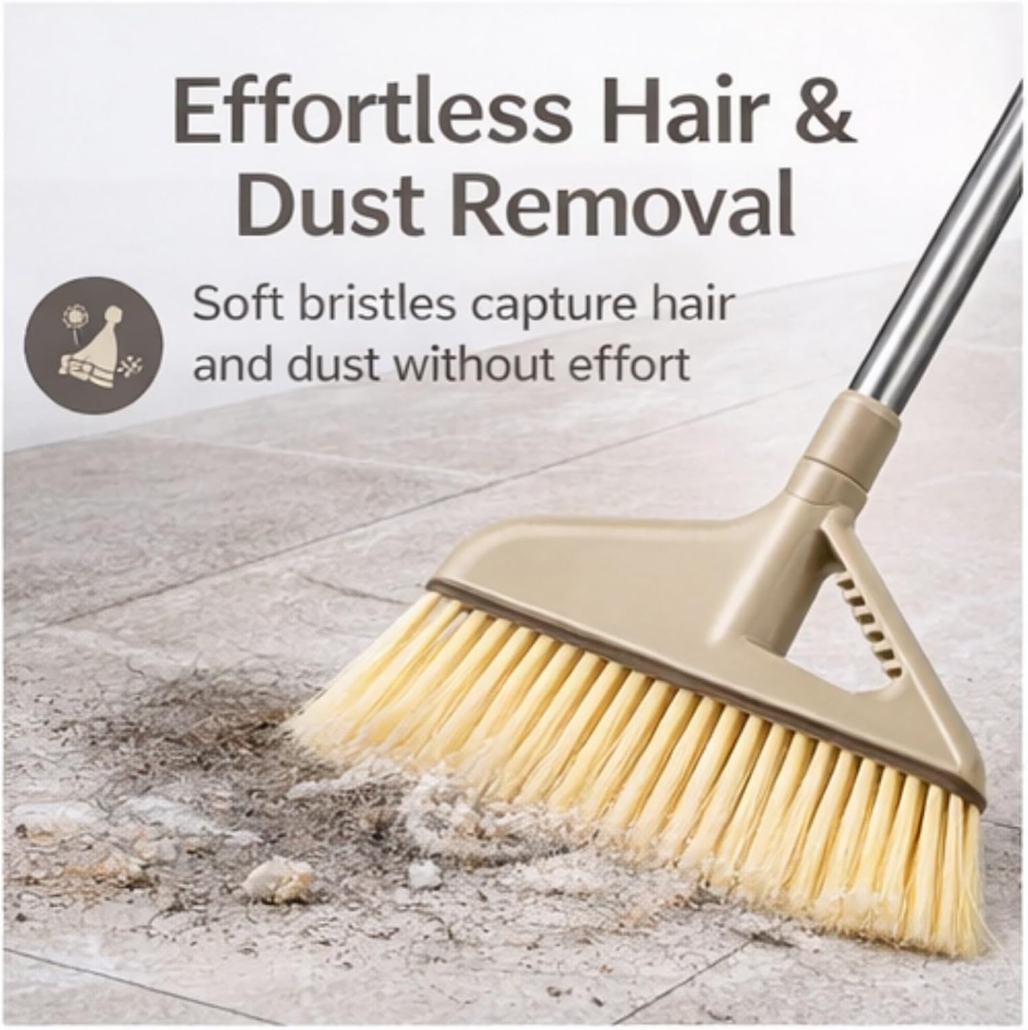 Heavy Duty Sweeping Broom High Toughness Soft Efficient Cleaning for Bathroom Kitchen Durable Plastic Stainless Steel 850g